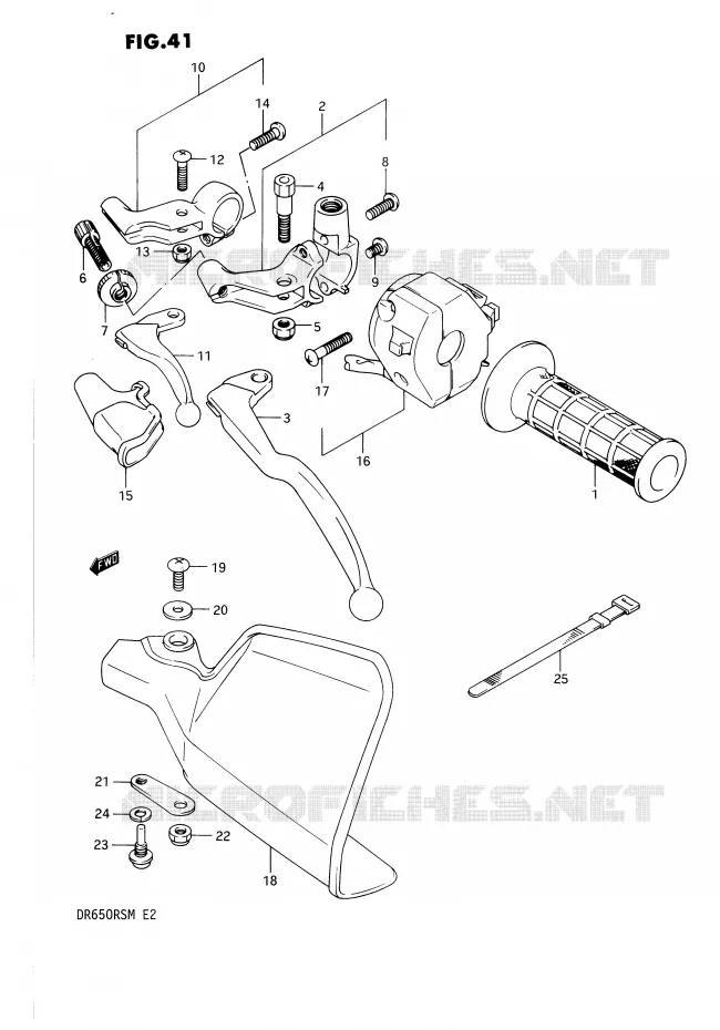 ENSEMBLE POIGNEE GAUCHE Suzuki MOTO 650 DR 1990  DR650RSUL(E2)
