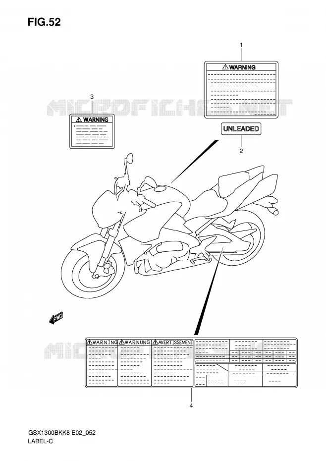 ETIQUETTE Suzuki MOTO 1300 B-KING 2010  GSX1300BKAL0(E2)