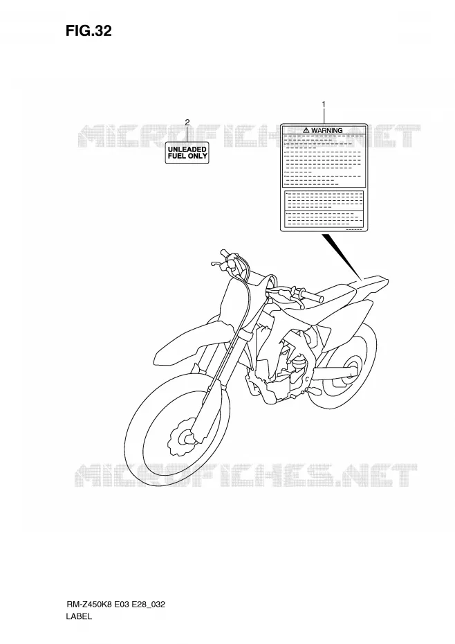 ETIQUETTE Suzuki MOTO 450 RM-Z 2008  RM-Z450K8(E3/E28)
