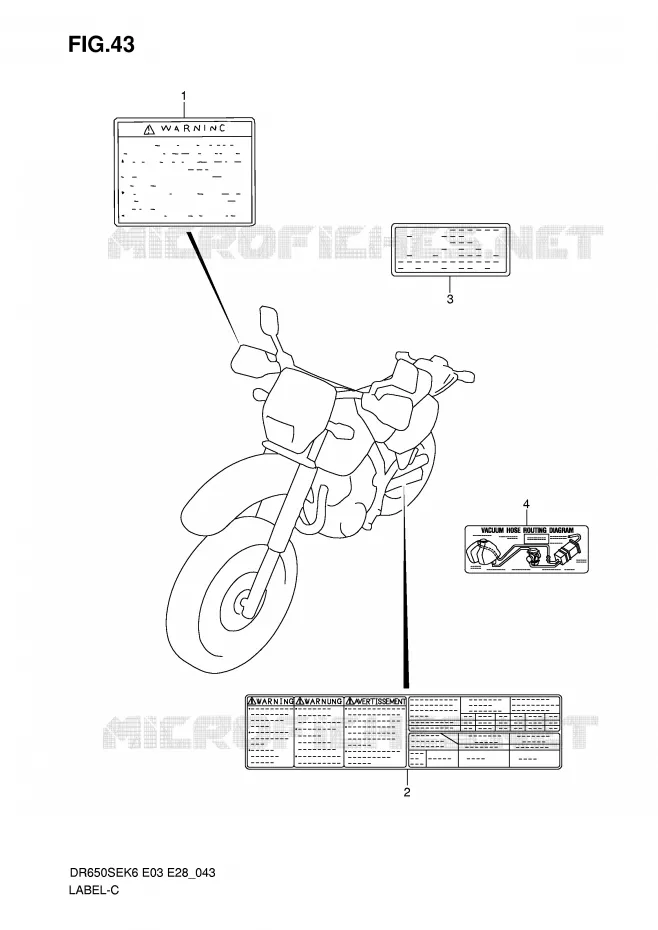 ETIQUETTE Suzuki MOTO 650 DR 2006  DR650SEK6(E3/E28)