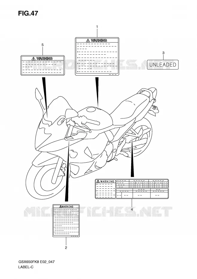 ETIQUETTE Suzuki MOTO 650 GSX-F 2010  GSX650FUAL0(E2)
