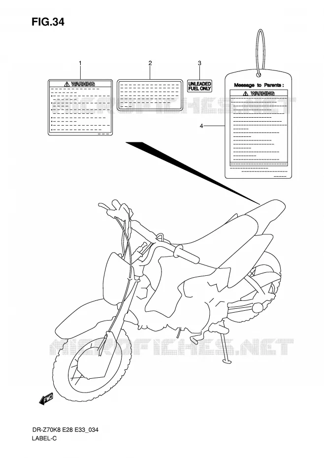 ETIQUETTE Suzuki MOTO 70 DR-Z 2009  DR-Z70K9(E28/E33)