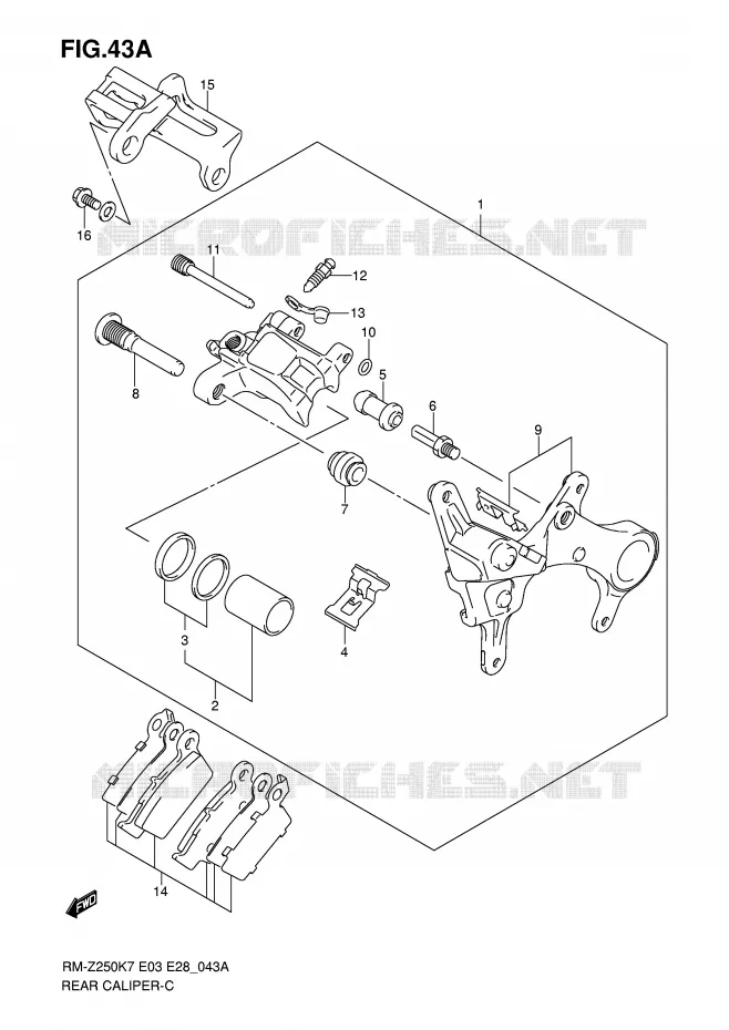 ETRIER DE FREIN ARRIERE (MODEL K8/K9) Suzuki MOTO 250 RM-Z 2007  RM-Z250K7(E3/E28)
