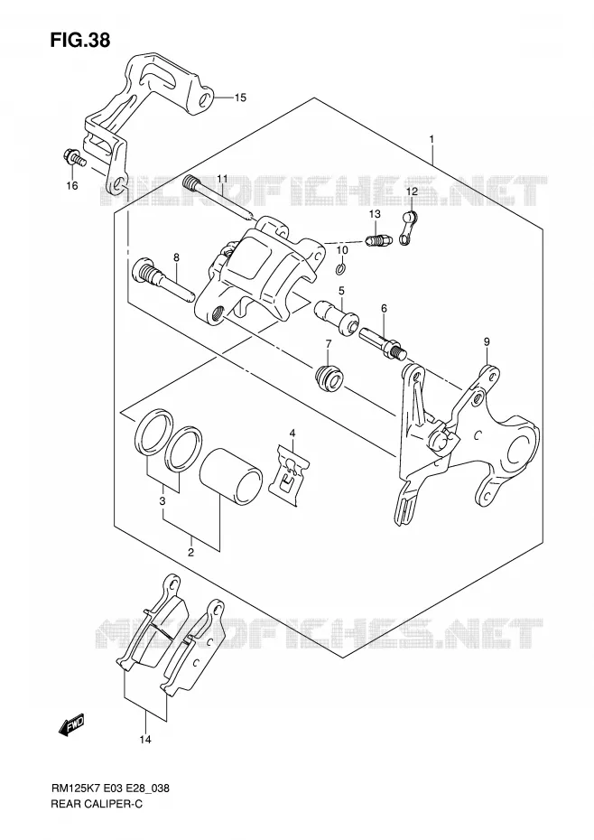 ETRIER DE FREIN ARRIERE Suzuki MOTO 125 RM 2008  RM125K8(E3/E28)