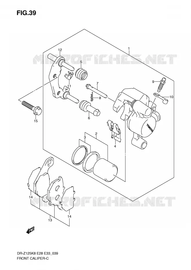 ETRIER DE FREIN AVANT (DR-Z125L) Suzuki MOTO 125 DR-Z 2012  DR-Z125LL0(E28/E33)