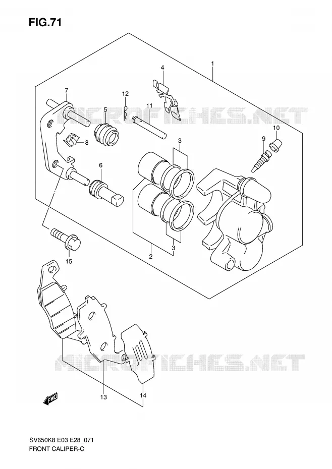 ETRIER DE FREIN AVANT (SV650AK8/SAK8/AK9/SAK9/SAL0) Suzuki MOTO 650 SV-S 2010  SV650SL0(E3/E28)