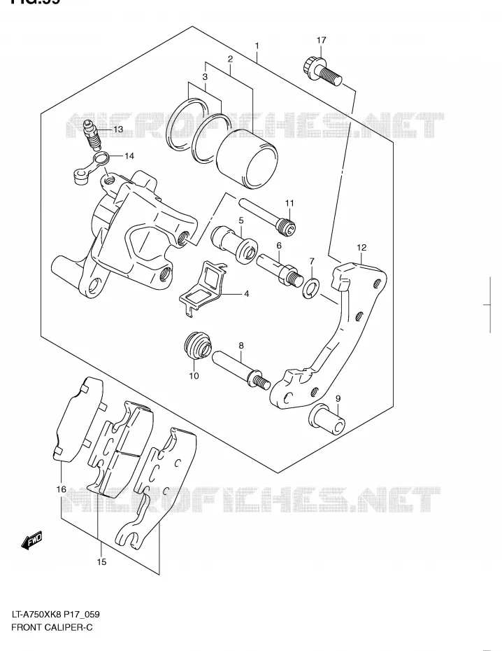 ETRIER DE FREIN AVANT Suzuki QUAD 750 KINGQUAD 2008  LT-A750XZK8(P17)