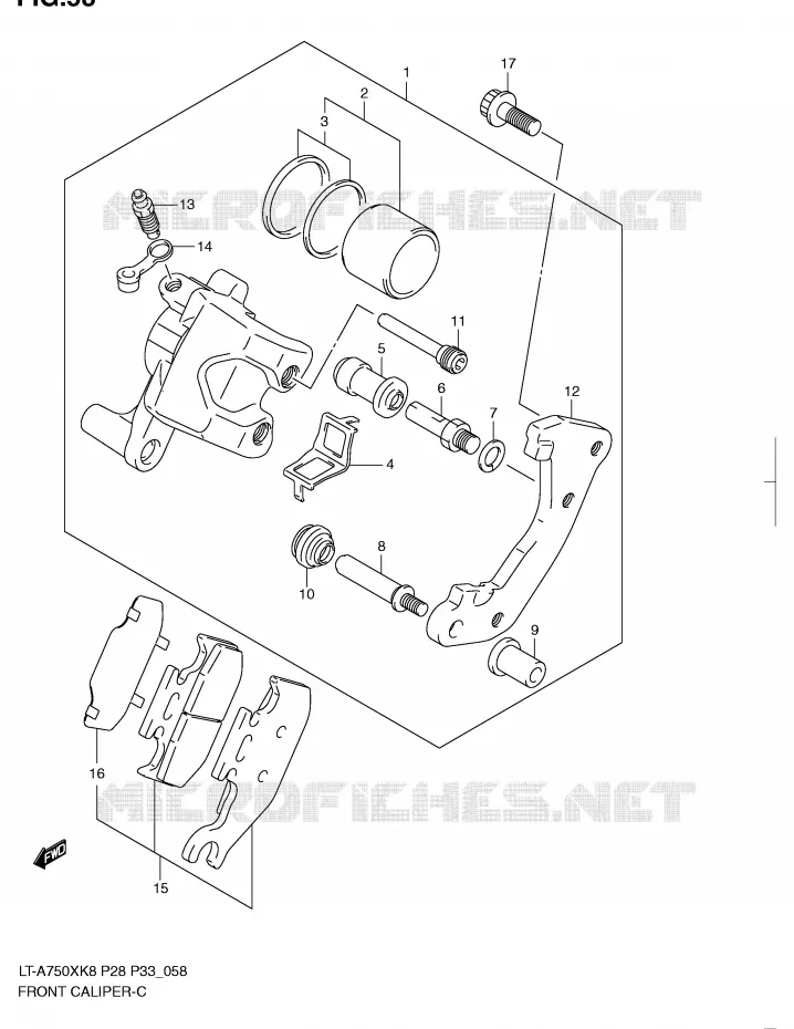 ETRIER DE FREIN AVANT Suzuki QUAD 750 KINGQUAD 2009  LT-A750XK9(P28/P33)