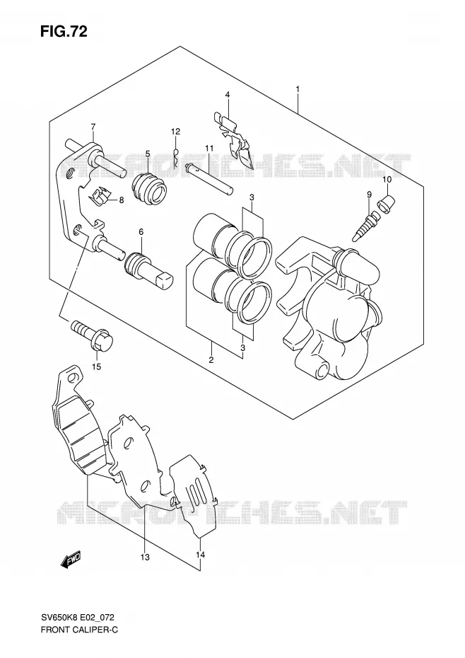 ETRIER DE FREIN AVANT (VOIR NOTE) Suzuki MOTO 650 SV 2010  SV650SL0(E2)