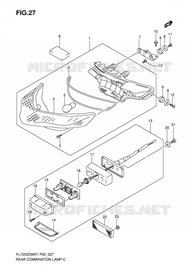 FEU ARRIERE Suzuki SCOOTER 125 FL 2007  FL125SDWK7(P2)