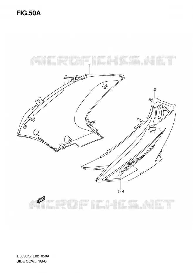 FLANCS DE CARENAGES (MODEL K8) Suzuki MOTO 650 V-STROM 2010  DL650AUEL0(E2)