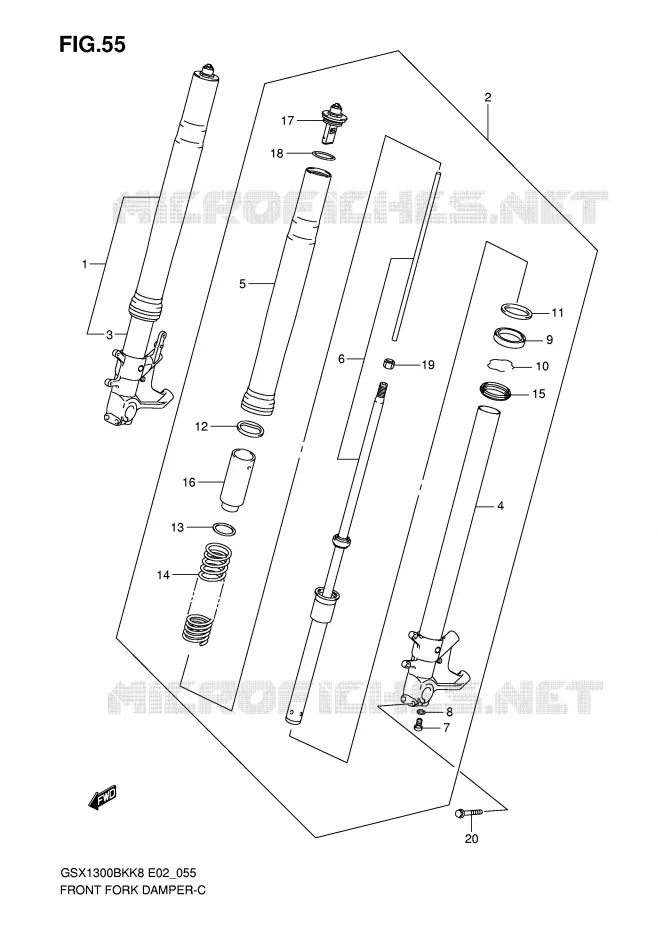 FOURCHE Suzuki MOTO 1300 B-KING 2009  GSX1300BKUFK9(E2)