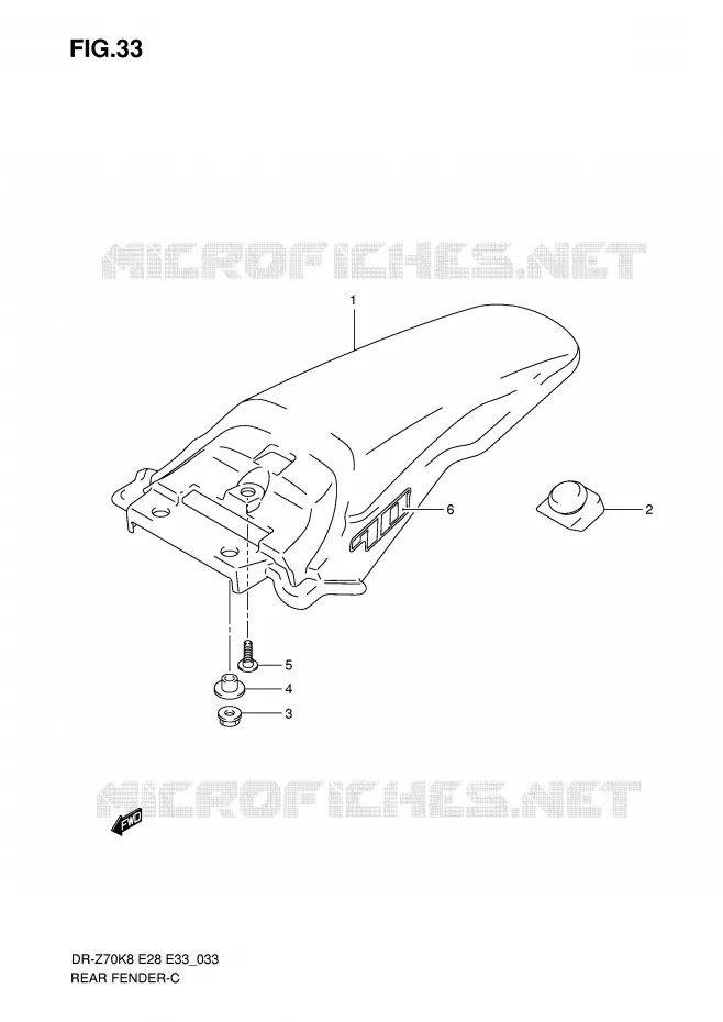 GARDE BOUE ARRIERE Suzuki MOTO 70 DR-Z 2011  DR-Z70L0(E28/E33)