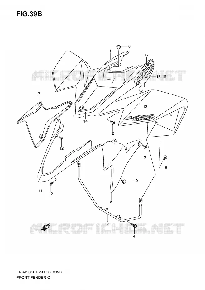 GARDE BOUE AVANT (LT-R450K8) Suzuki QUAD 450 QUADRACER 2007  LT-R450K7(E28/E33)
