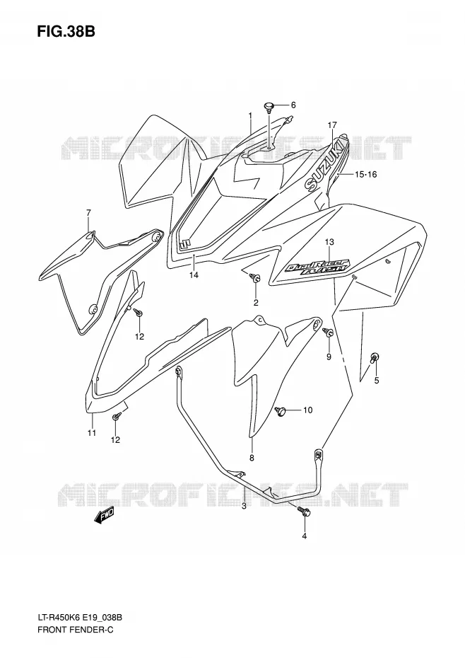 GARDE BOUE AVANT (LT-R450K8) Suzuki QUAD 450 QUADRACER 2009  LT-R450K9(E19)