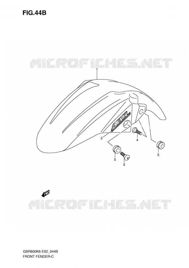 GARDE BOUE AVANT (MODEL K8) Suzuki MOTO 600 GSR 2007  GSR600K7(E2)