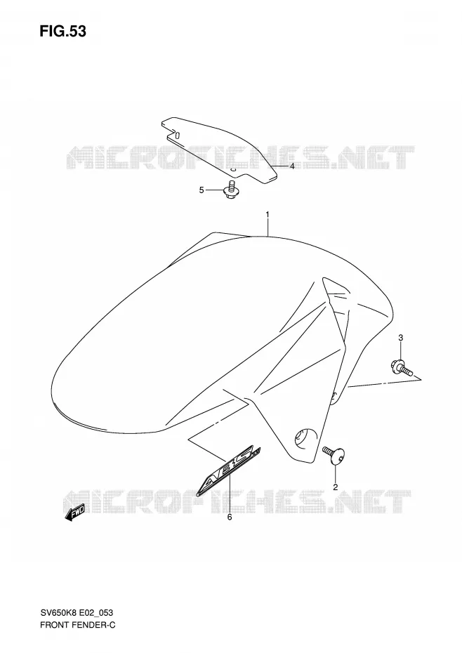 GARDE BOUE AVANT (MODEL K8) Suzuki MOTO 650 SV 2010  SV650SUAL0(E2)