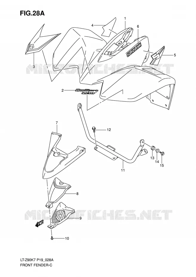 GARDE BOUE AVANT (MODEL K8) Suzuki QUAD 90 QUADSPORT 2009  LT-Z90K9(P19)