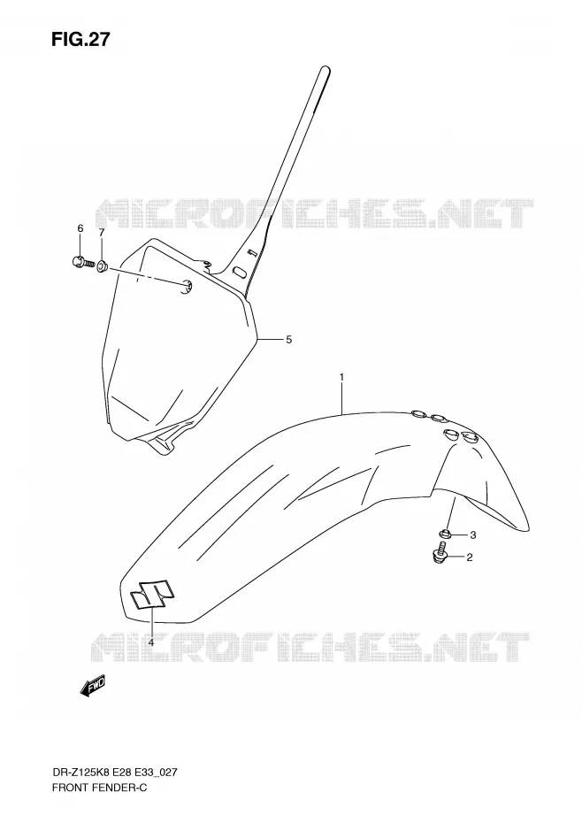 GARDE BOUE AVANT Suzuki MOTO 125 DR-Z 2012  DR-Z125LL0(E28/E33)