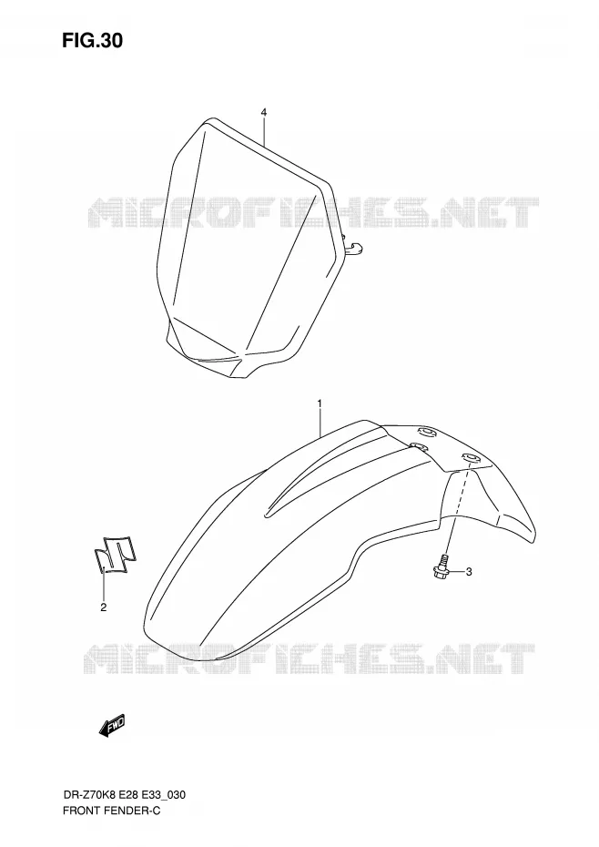 GARDE BOUE AVANT Suzuki MOTO 70 DR-Z 2010  DR-Z70L0(E28/E33)
