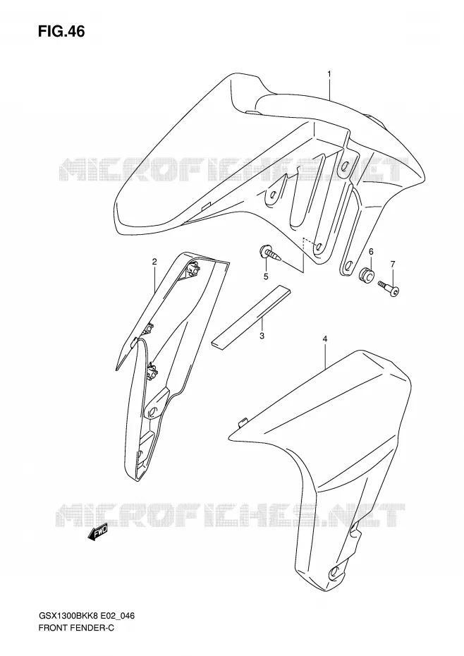 GARDE BOUE AVANT (WITHOUT ABS,MODEL K8/K9) Suzuki MOTO 1300 B-KING 2010  GSX1300BKAL0(E2)