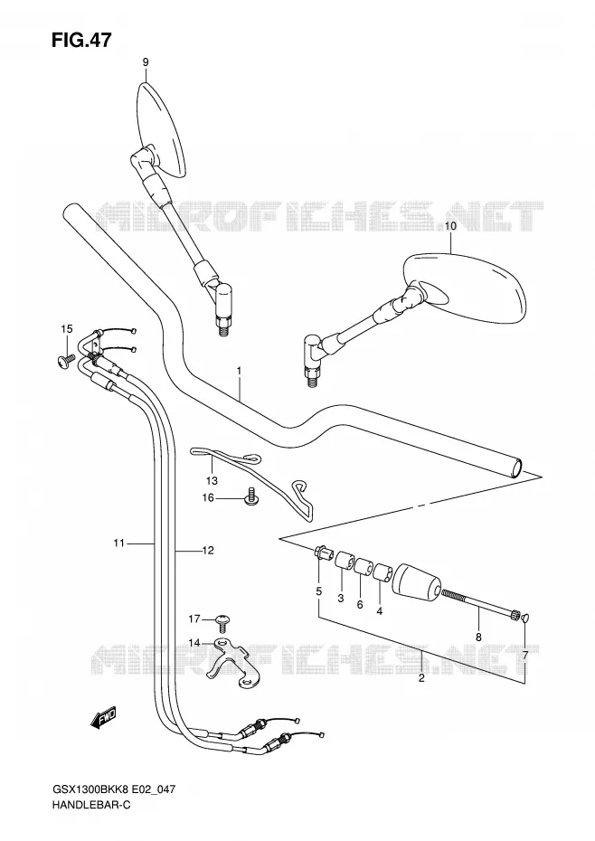 GUIDON (DEL K8/K9) Suzuki MOTO 1300 B-KING 2008  GSX1300BKU2K8(E2)