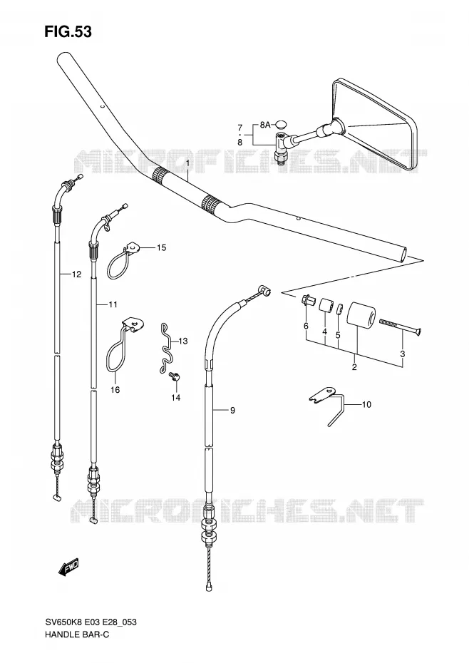 GUIDON (SV650/A) Suzuki MOTO 650 SV 2009  SV650SAK9(E3/E28)