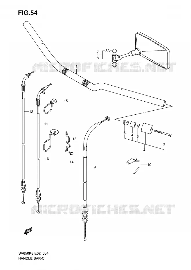 GUIDON (WITHOUT COWLING) Suzuki MOTO 650 SV 2008  SV650UAK8(E2)