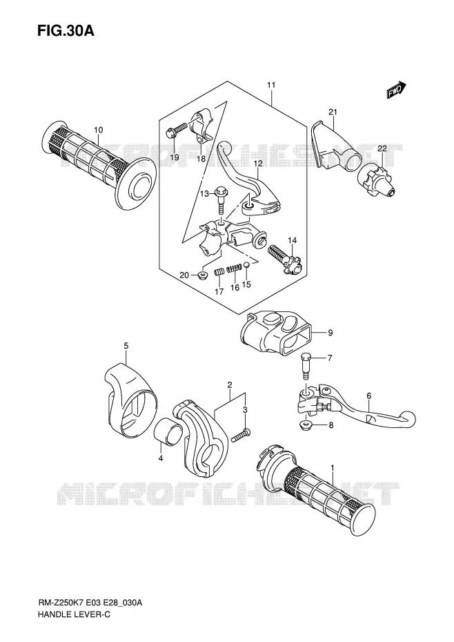 LEVIERS - POIGNEES (MODEL K8/K9) Suzuki MOTO 250 RM-Z 2009  RM-Z250K9(E3/E28)