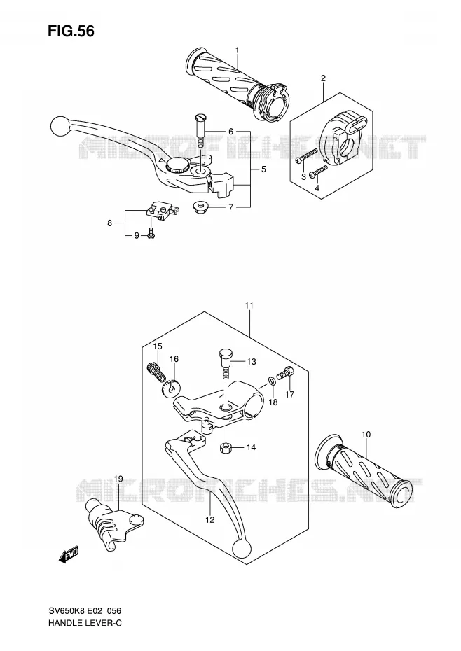 LEVIERS - POIGNEES (MODEL K8/K9) Suzuki MOTO 650 SV 2008  SV650SUK8(E2)