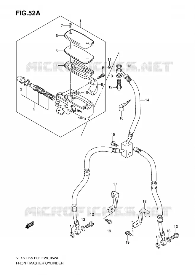 MAITRE CYLINDRE AVANT (MODEL K7/K8/K9) Suzuki MOTO 1500 BOULEVARD 2007  VL1500K7(E3/E28)