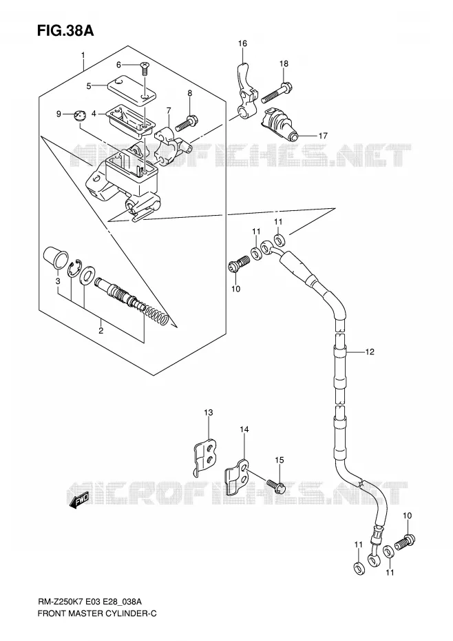 MAITRE CYLINDRE AVANT (MODEL K8/K9) Suzuki MOTO 250 RM-Z 2009  RM-Z250K9(E3/E28)