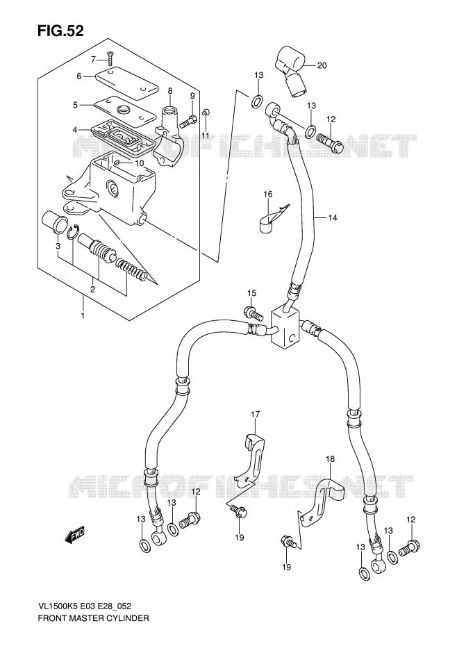 MAITRE CYLINDRE AVANT (MODELE K5/K6) Suzuki MOTO 1500 BOULEVARD 2007  VL1500TK7(E3/E28)