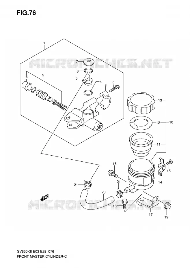 MAITRE CYLINDRE AVANT (SV650SK8/SK9/SL0) Suzuki MOTO 650 SV 2008  SV650AK8(E3/E28)