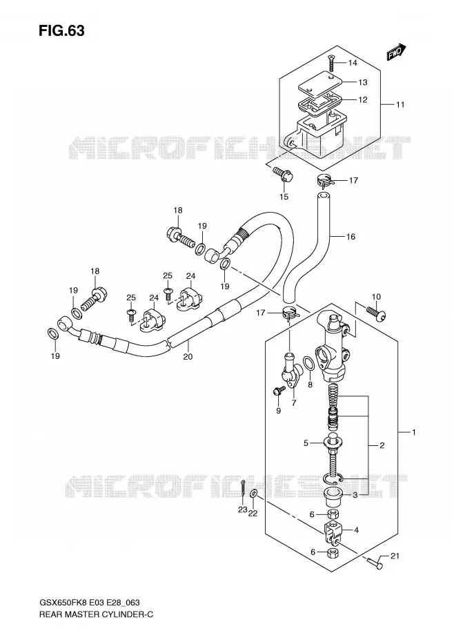 MAITRE CYLINDRE DE FREIN ARRIERE (GSX650FK8/FK9) Suzuki MOTO 650 GSX-F 2009  GSX650FAK9(E3/E28)