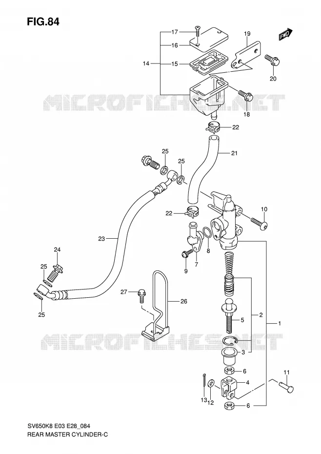 MAITRE CYLINDRE DE FREIN ARRIERE (SV650K8/SK8/K9/SK9/SL0) Suzuki MOTO 650 SV 2009  SV650SK9(E3/E28)