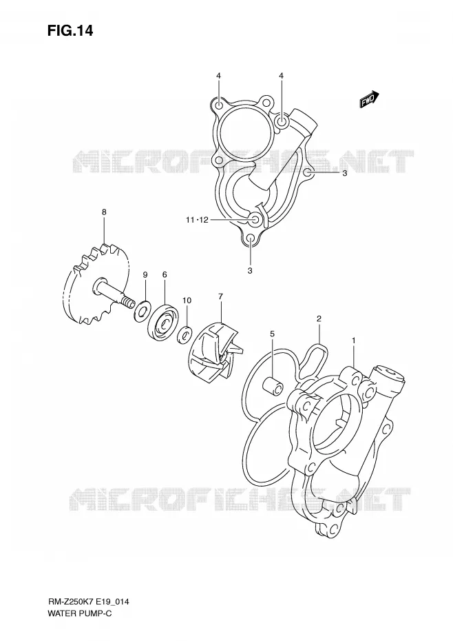 POMPE A EAU Suzuki MOTO 250 RM-Z 2007  RM-Z250K7(E19)