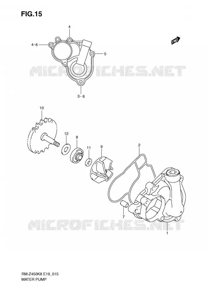 POMPE A EAU Suzuki MOTO 450 RM-Z 2011  RM-Z450L1(E19)