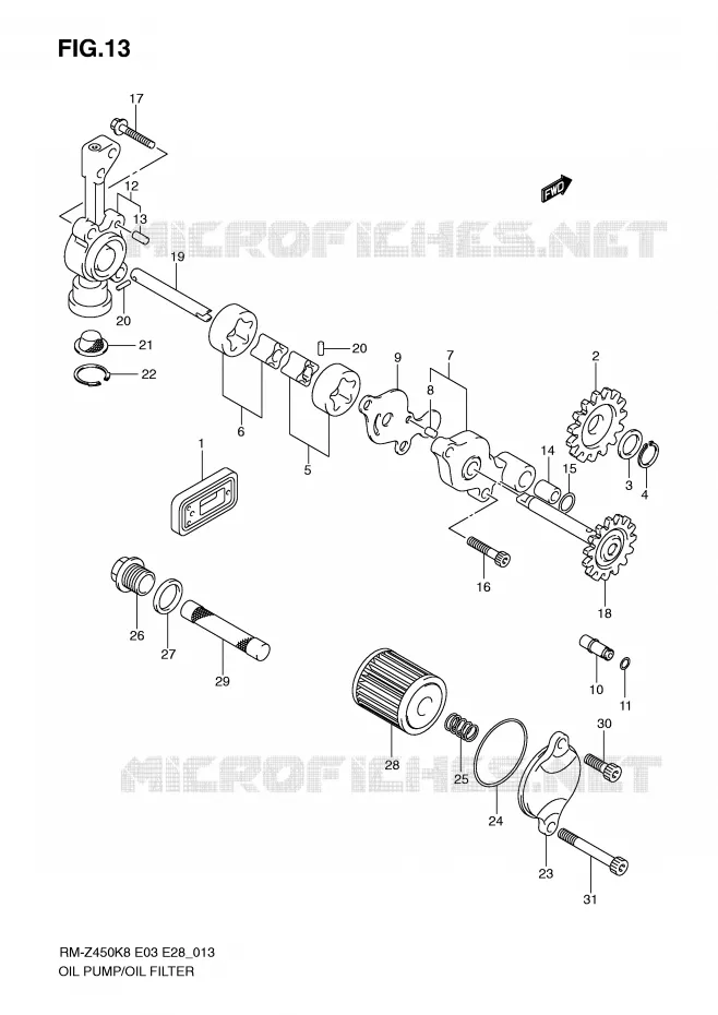 POMPE A HUILE (RM-Z450K8/K9/L0) Suzuki MOTO 450 RM-Z 2009  RM-Z450K9(E3/E28)