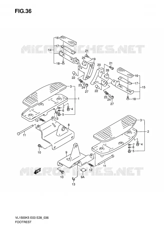 REPOSE PIED Suzuki MOTO 1500 BOULEVARD 2007  VL1500TK7(E3/E28)