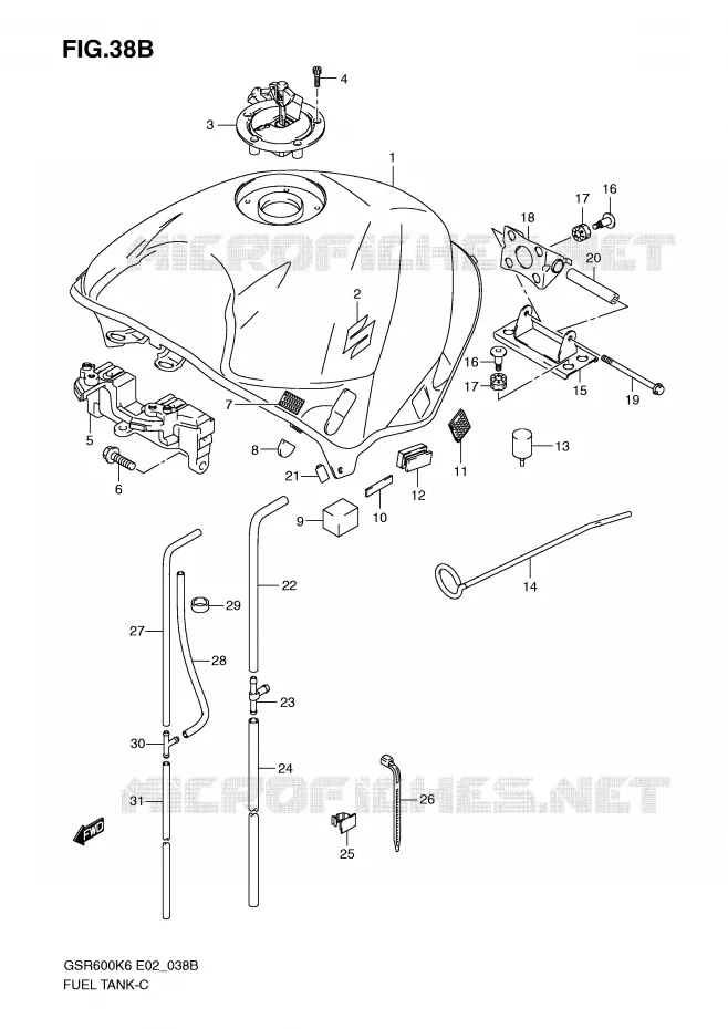 RESERVOIR D'ESSENCE (MODEL K8) Suzuki MOTO 600 GSR 2009  GSR600UK9(E2)