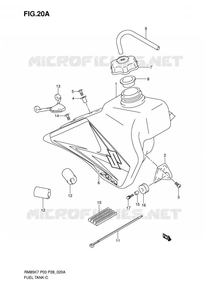 RESERVOIR D'ESSENCE (MODEL K8) Suzuki MOTO 85 RM 2007  RM85LK7(P3/P28)