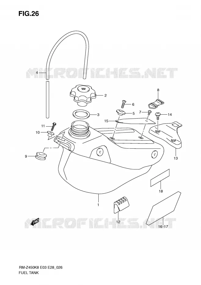 RESERVOIR D'ESSENCE (RM-Z450K8/K9/L0) Suzuki MOTO 450 RM-Z 2009  RM-Z450K9(E3/E28)