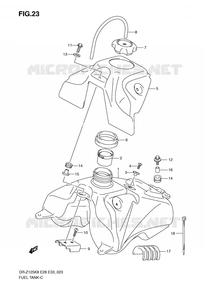 RESERVOIR D'ESSENCE Suzuki MOTO 125 DR-Z 2009  DR-Z125LK9(E28/E33)