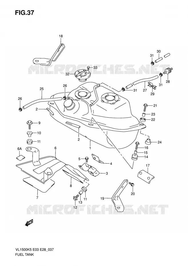 RESERVOIR D'ESSENCE Suzuki MOTO 1500 BOULEVARD 2007  VL1500TK7(E3/E28)