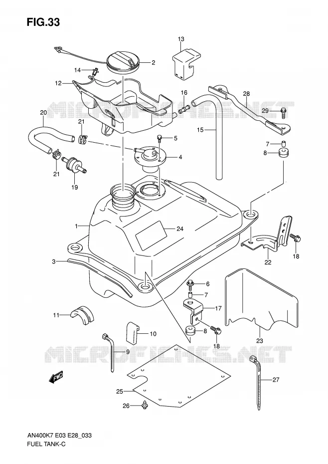 RESERVOIR D'ESSENCE Suzuki SCOOTER 400 BURGMAN 2010  AN400L0(E3/E28)