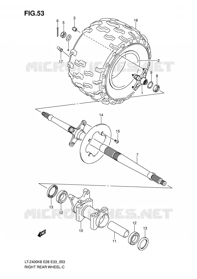 ROUE ARRIERE DROITE Suzuki QUAD 400 QUADSPORT 2008  LT-Z400K8(E28/E33)