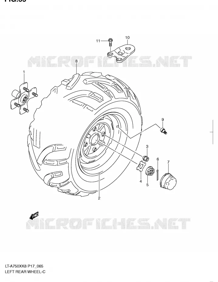ROUE ARRIERE GAUCHE Suzuki QUAD 750 KINGQUAD 2010  LT-A750XL0(P17)