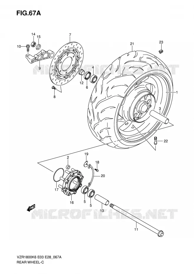 ROUE ARRIERE (MODEL K8/K9) Suzuki MOTO 1800 INTRUDER 2007  VZR1800ZK7(E3/E28)