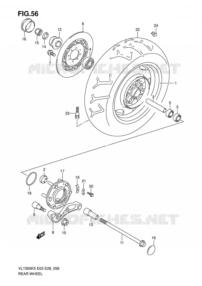 ROUE ARRIERE Suzuki MOTO 1500 BOULEVARD 2009  VL1500K9(E3/E28)